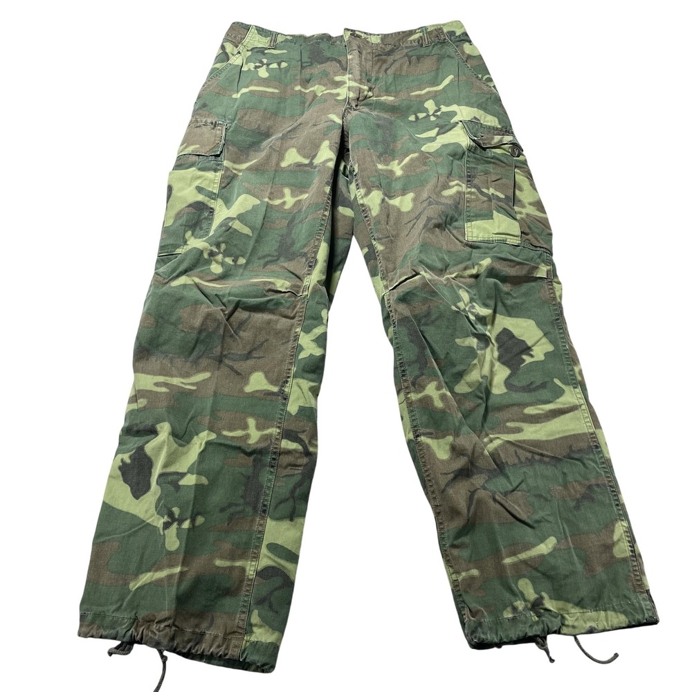 Vintage US Military Woodland Camo Medium Pants Talon Zipper 70's Fits 34x30